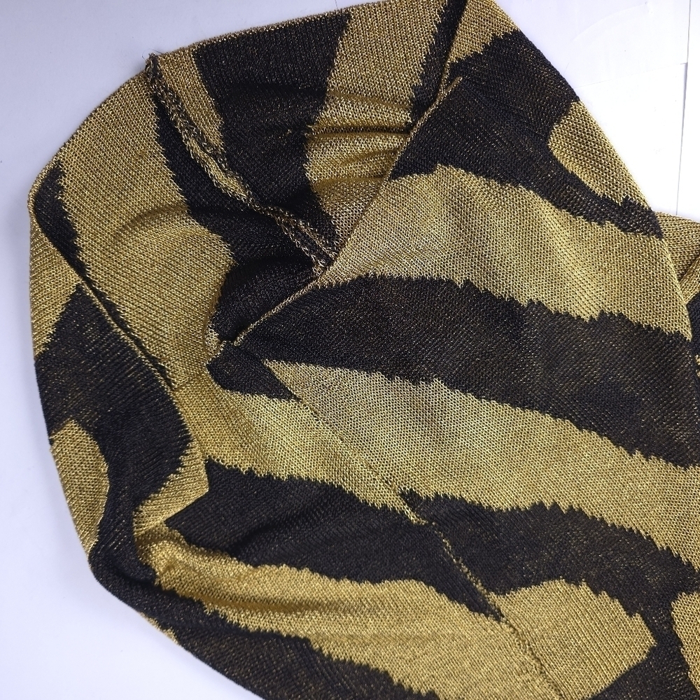 New Fashion Nova Gold and Black Metallic Zebra Patterned Dress Sz L - Picture 5 of 11